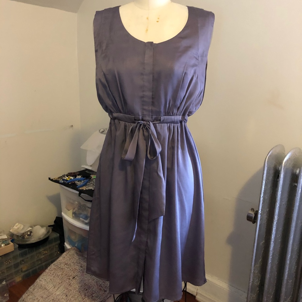 Grey Drawstring Shirt Dress
